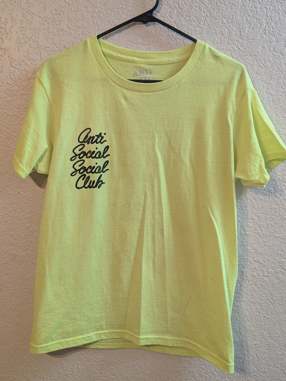 ASSC Script Logo Cursive Neon Green T-Shirt, Size Small - Picture 2 of 5